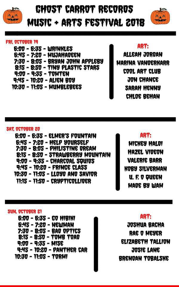 Ghost Carrot Records Music + Arts festival schedule